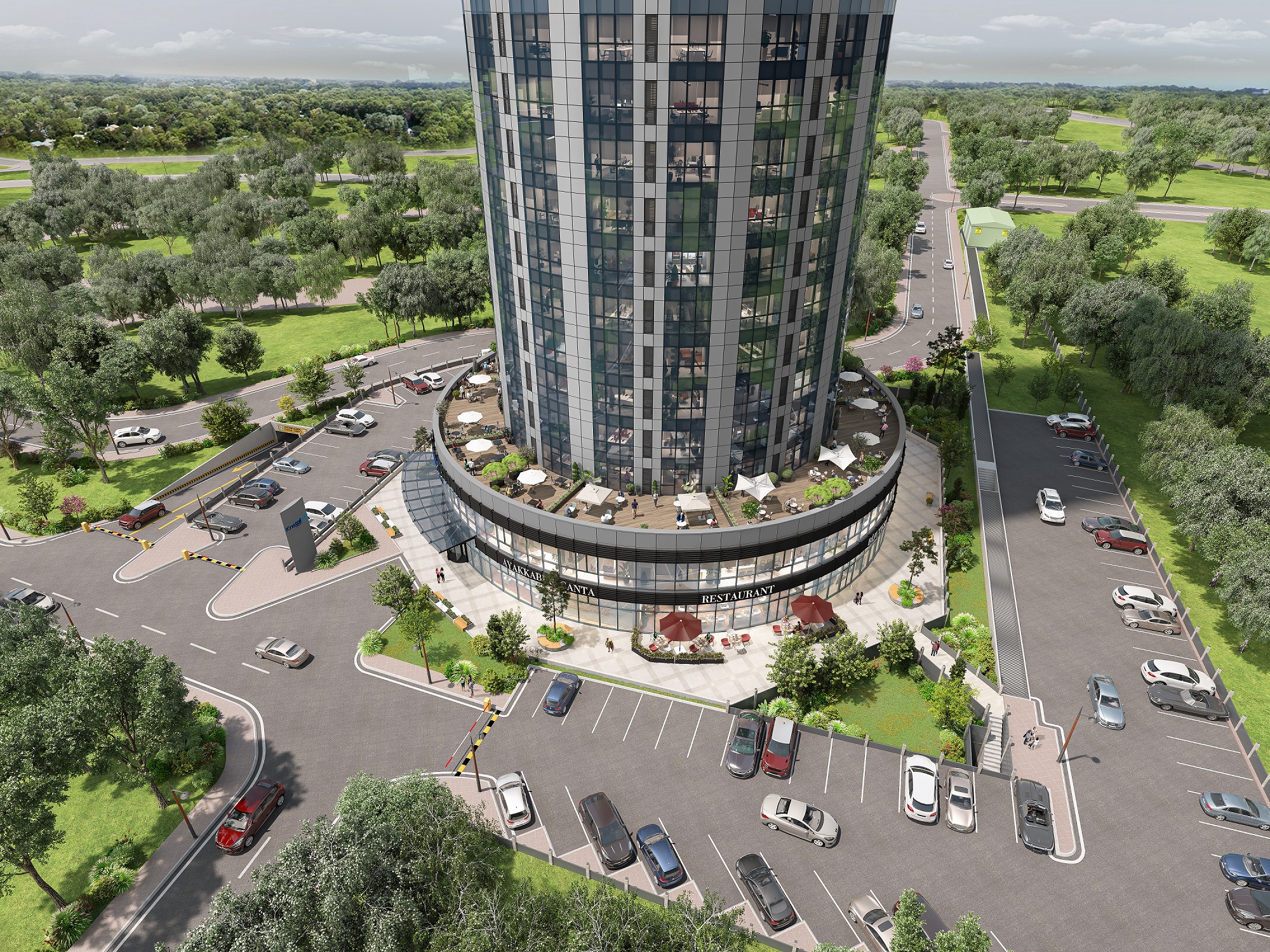 Istanbul Offices & Commercial Units For Sale With Sea And Lake Views - Main view of the office tower and surrounding social areas