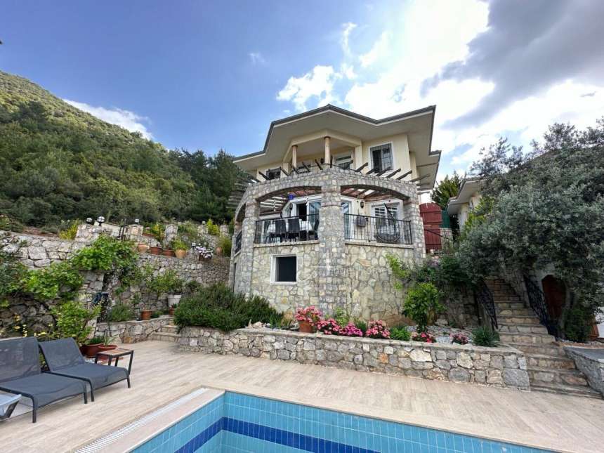Beautiful Detached Villa In Uzumlu, Fethiye For Sale - A hillside property with a private pool and large garden
