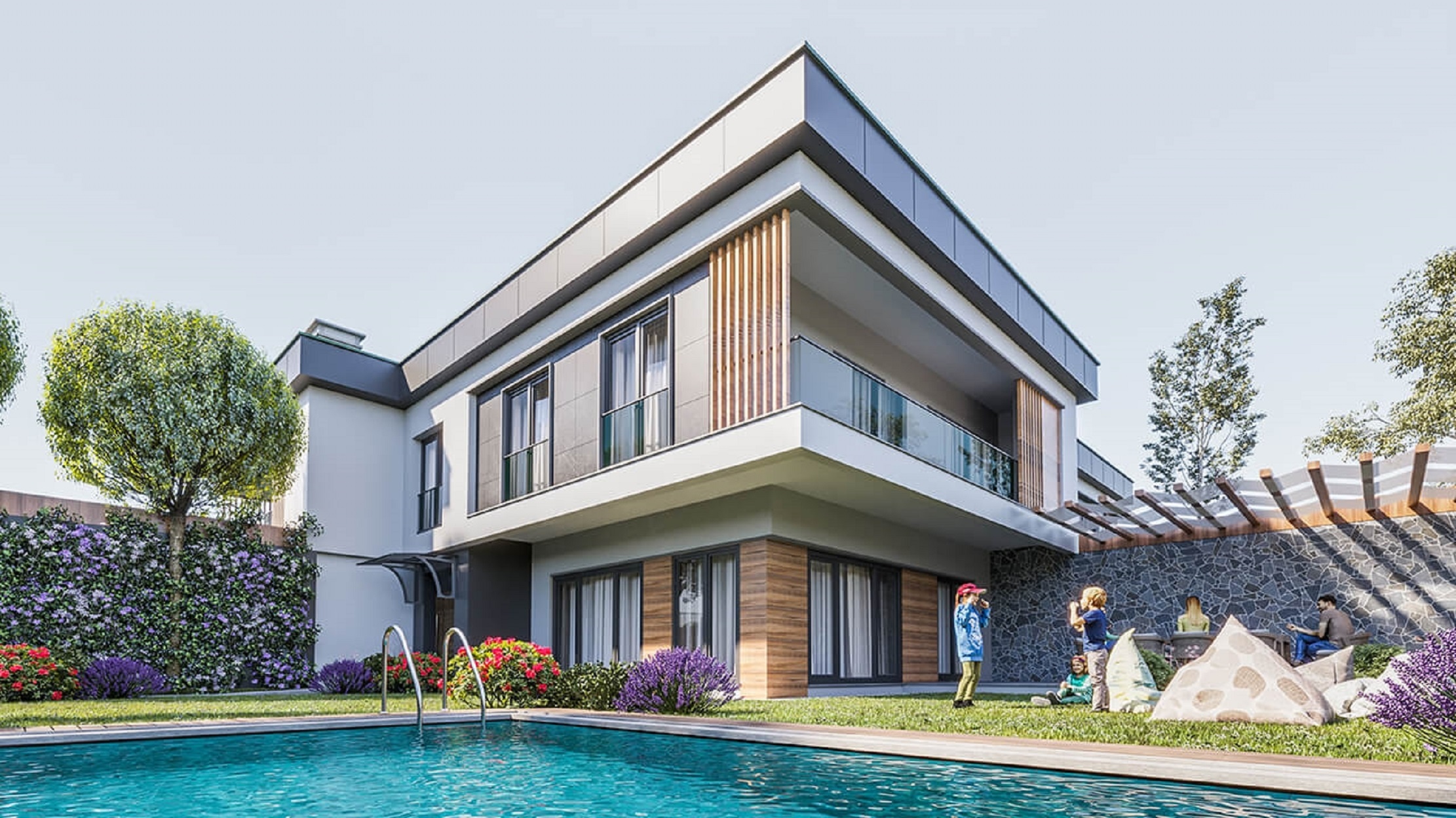 Ready-To-Move Smart Home Villas For Sale in Silivri, Istanbul - A modern villa set over three floors with four bedrooms