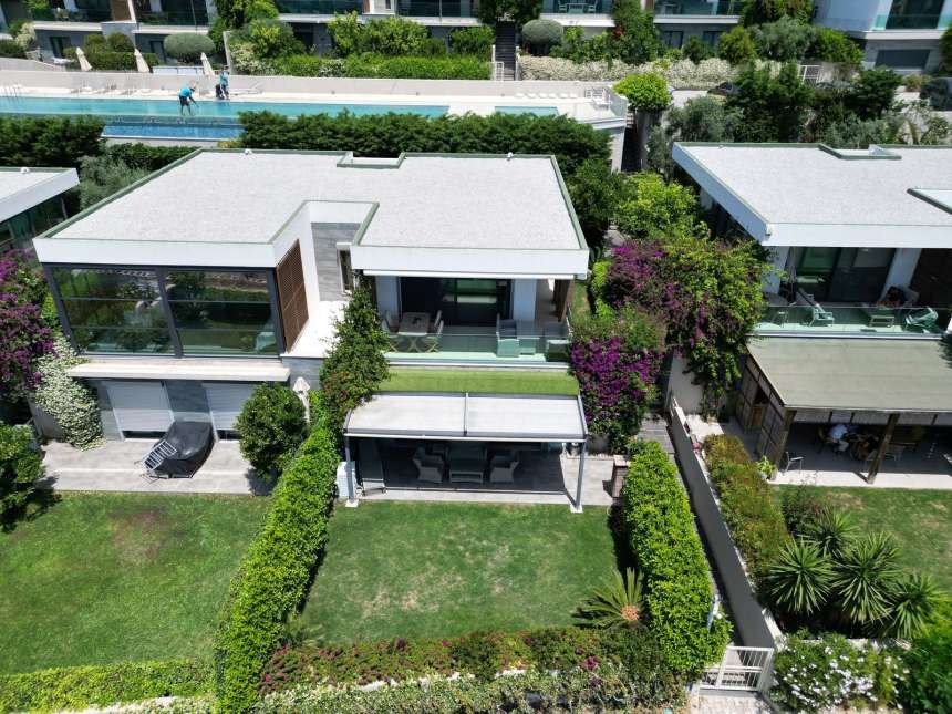 A Must-See Duplex Property For Sale In Bodrum - Arial view showing the private garden