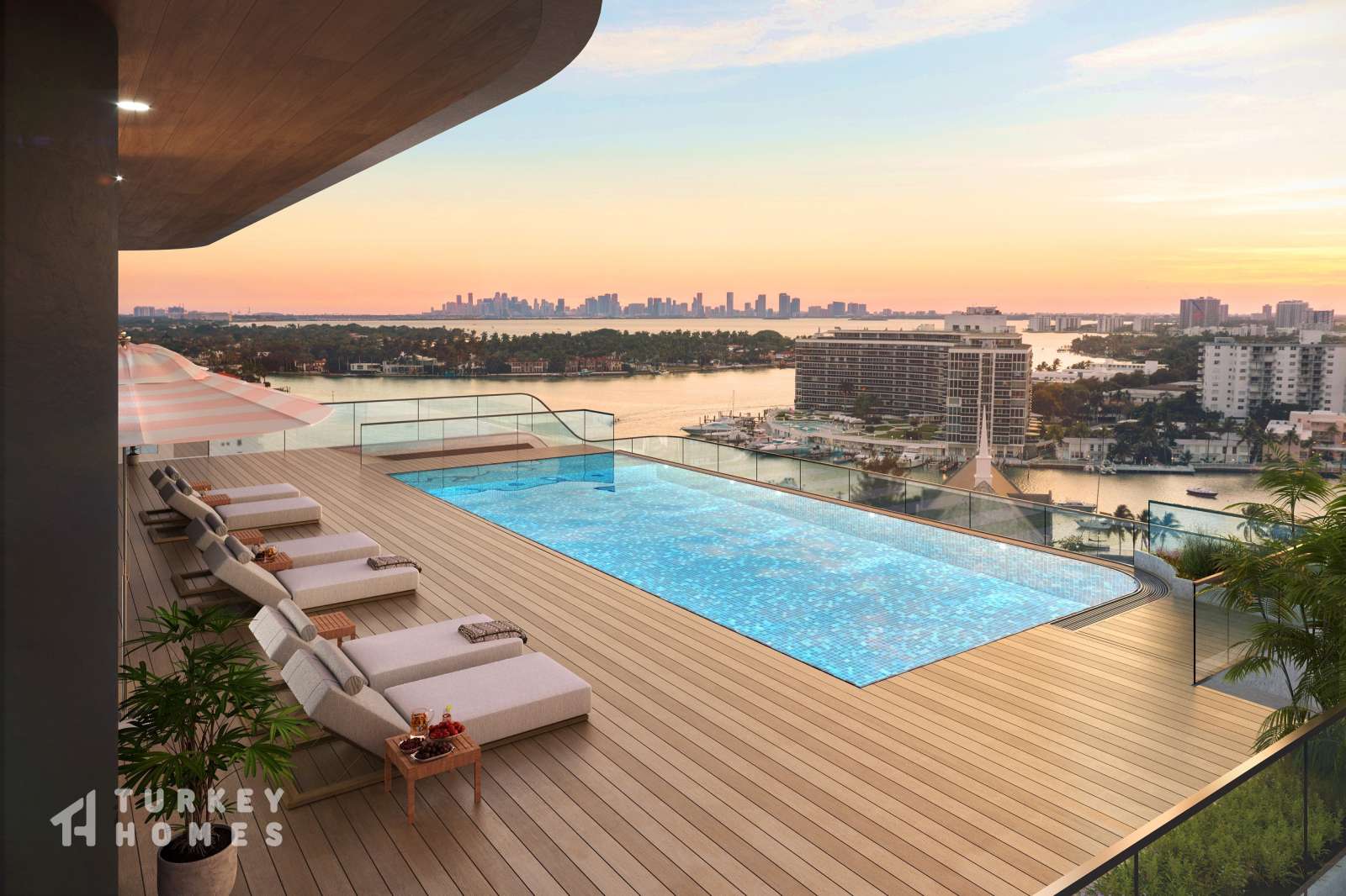 Residence Apartments With Ocean Views In Miami Beach, Florida For Sale - Shared pool with amazing views