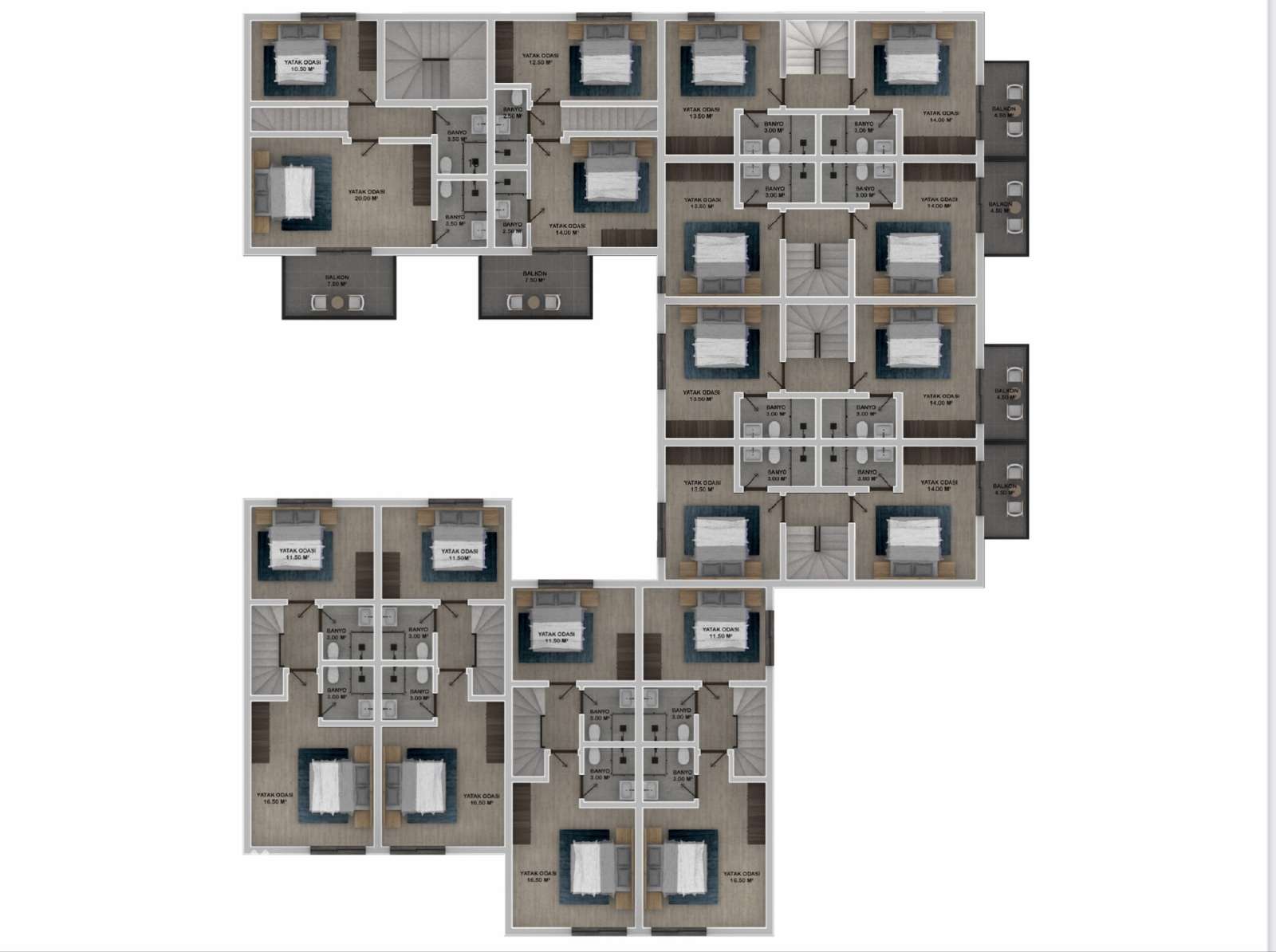 Stylish Investment Property For Sale In Fethiye - Upper floor layout plan