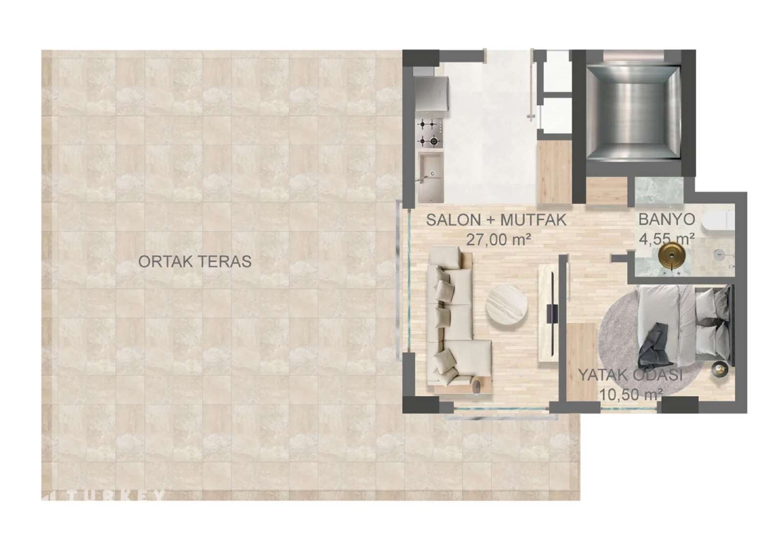 Meticulous Investment Properties For Sale In Antalya - 1-bedroom option with a shared terrace