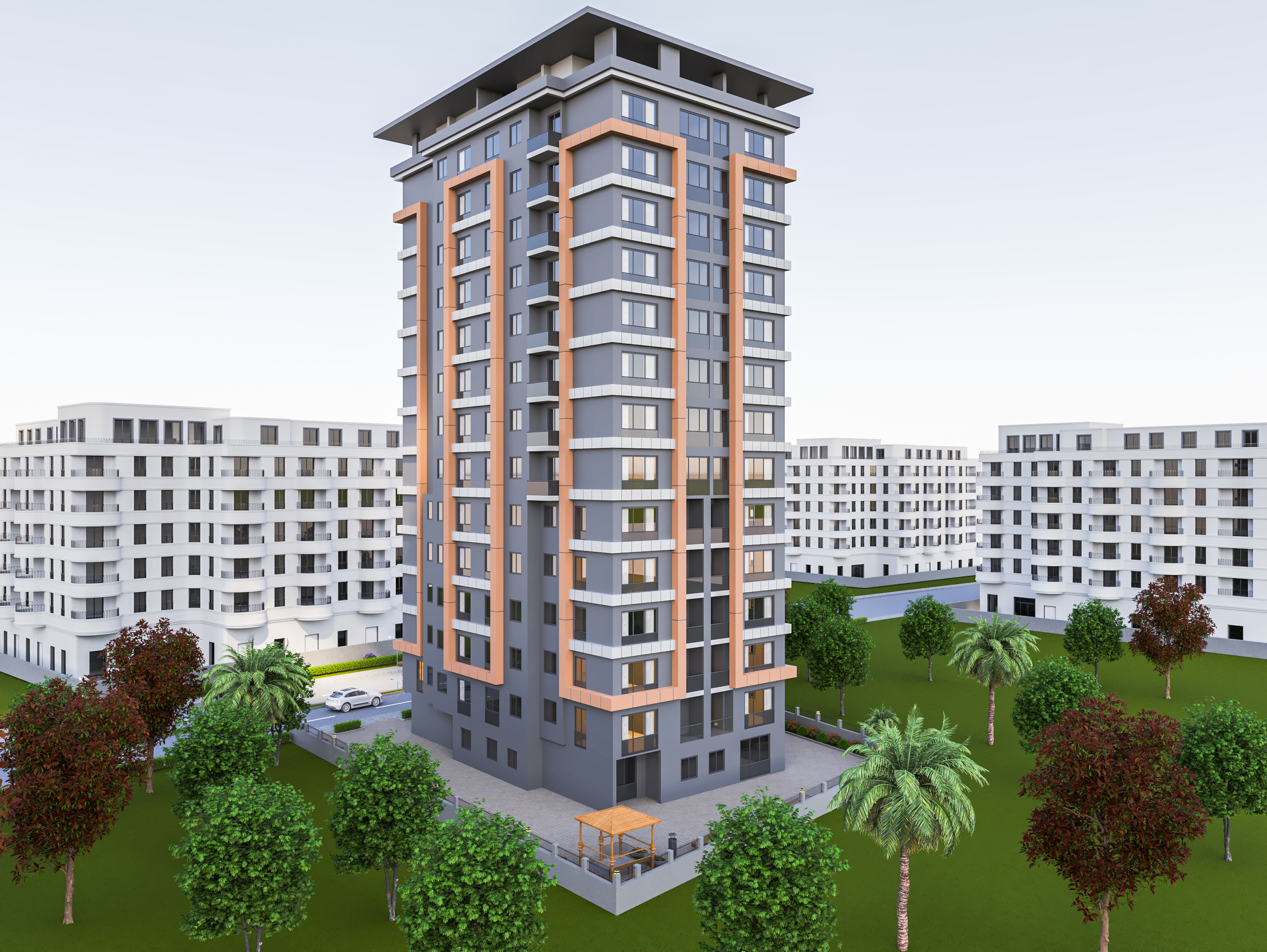 Lakeside Off-Plan Istanbul Property For Sale - Main view of the modern complex