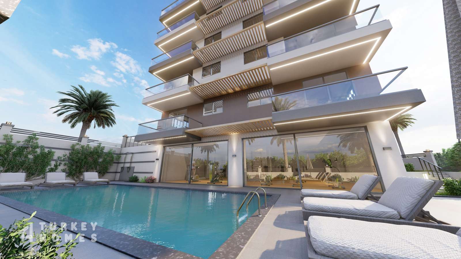Duplex Property Investments For Sale In Fethiye Town - Shared pool and on-site gym