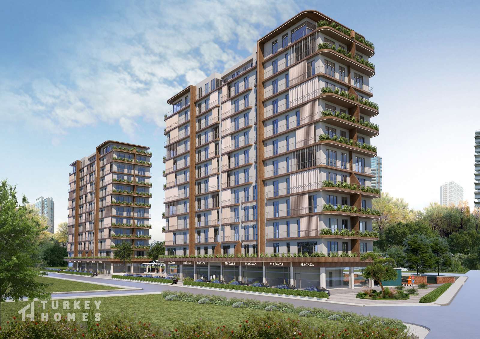 Distinctive Istanbul Apartments In Kagithane For Sale - View to the complex from the street