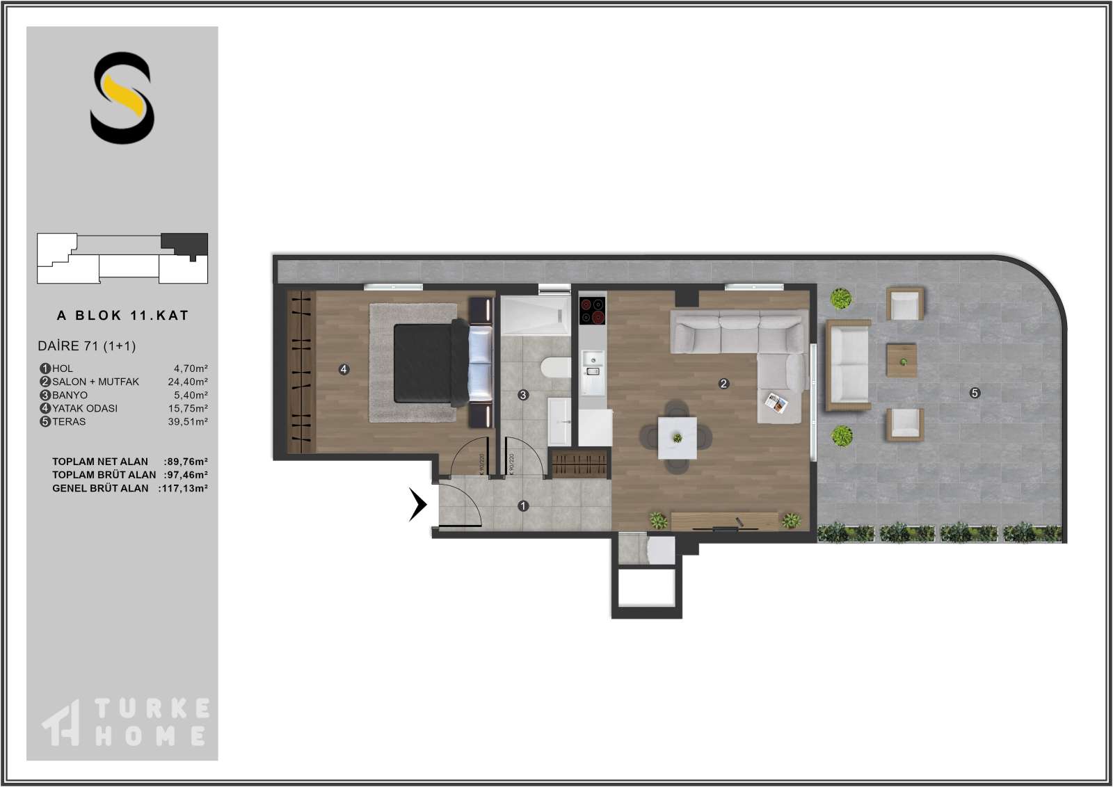 Distinctive Istanbul Apartments In Kagithane For Sale - One-bedroom option with a large balcony