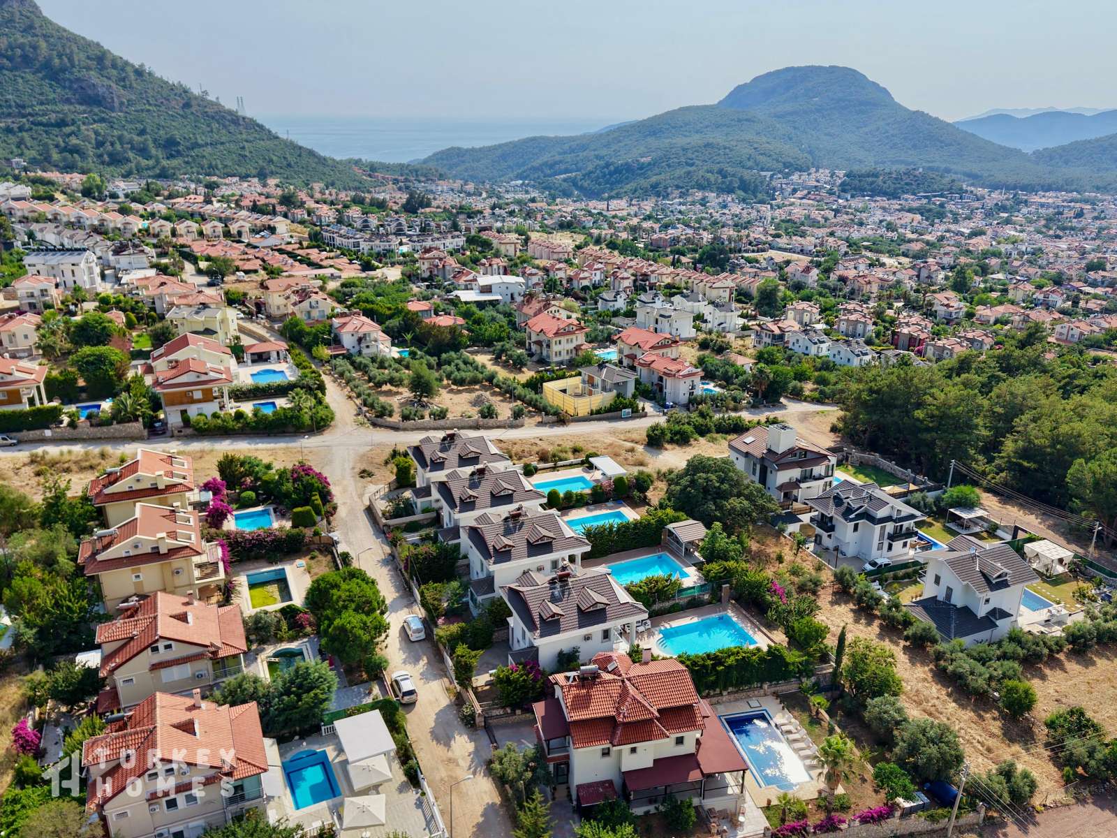 Meticulous Fethiye Property For Sale – Arial view showing the surrounding areas