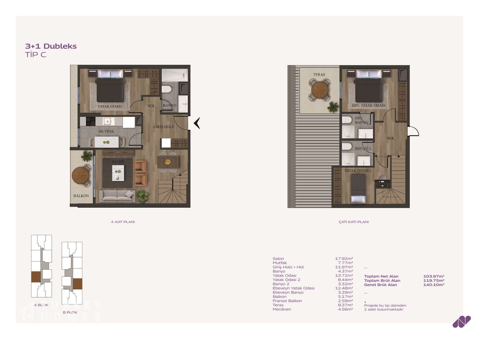 Sizeable Istanbul Duplex Apartments For Sale In Kagithane - Three-bedroom option