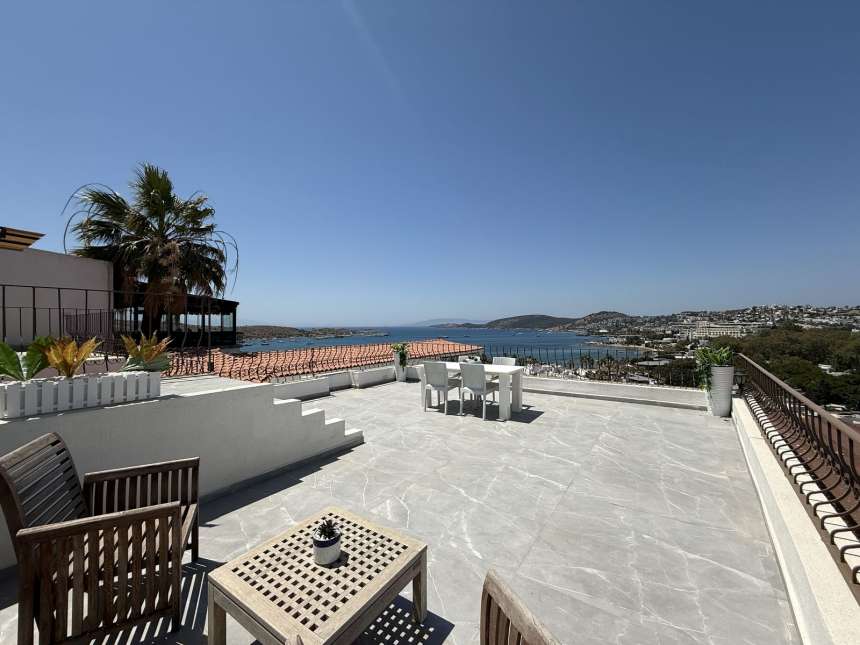 Chic Bodrum Property For Sale With A Shared Pool - Huge terrace with sea views