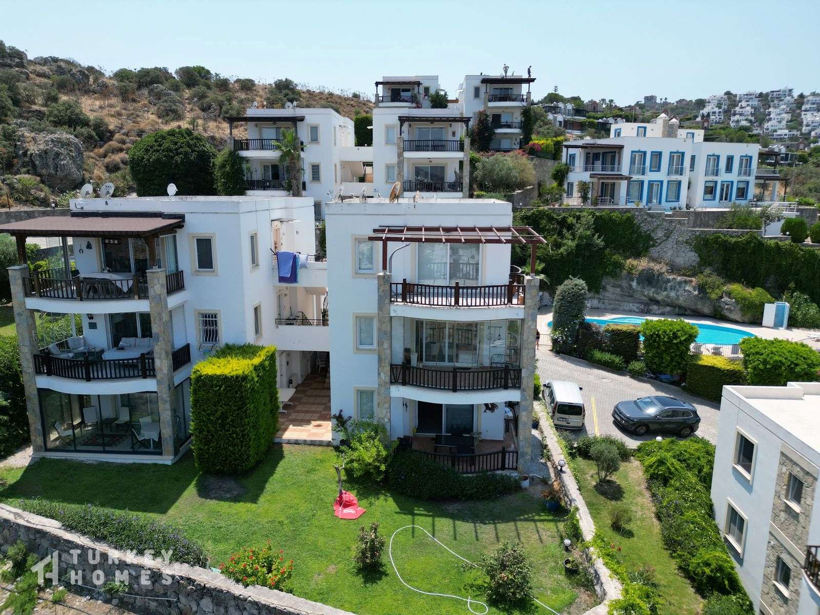 A Sea & Nature View Apartment In Bodrum For Sale - Complex with social gardens