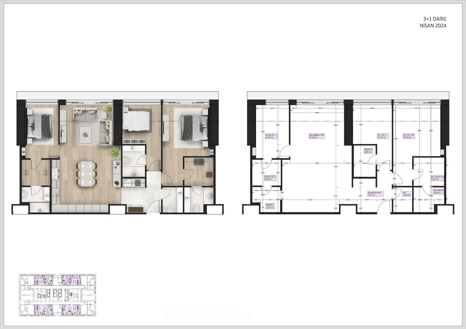 Deluxe Off-Plan Istanbul Apartments For Sale In Sisli - 3-bedroom layout plan
