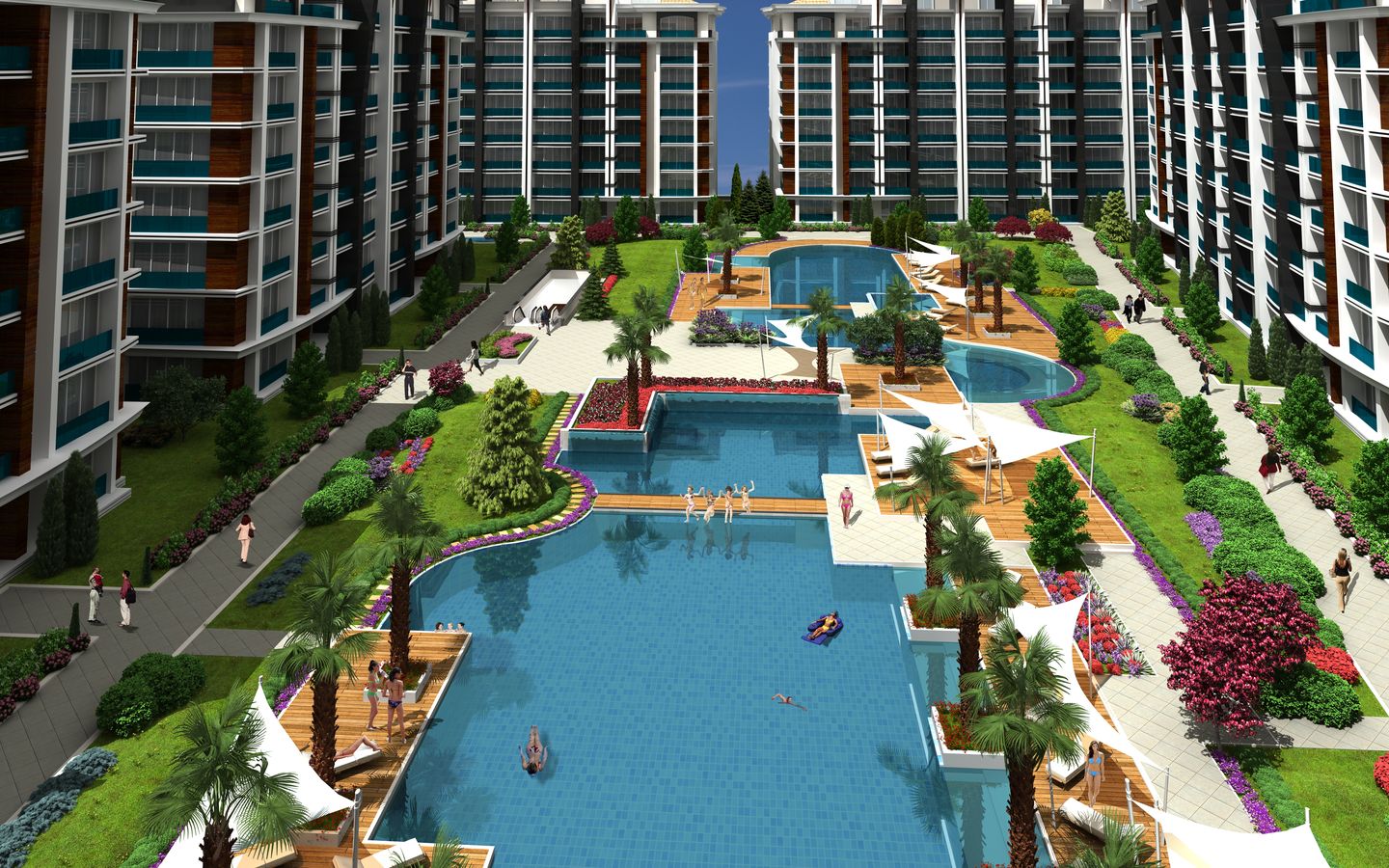 Full Sea View Istanbul Apartments For Sale In the Upmarket Area Of Buyukcekmece - Complex view