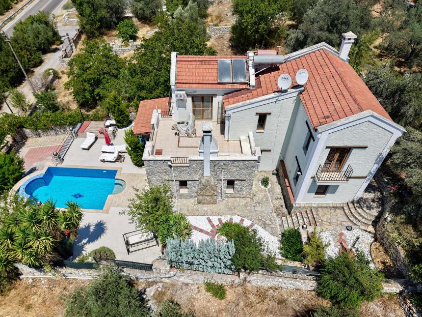 Idyllic Detached Villa In Uzumlu, Fethiye For Sale - Arial view over the villa