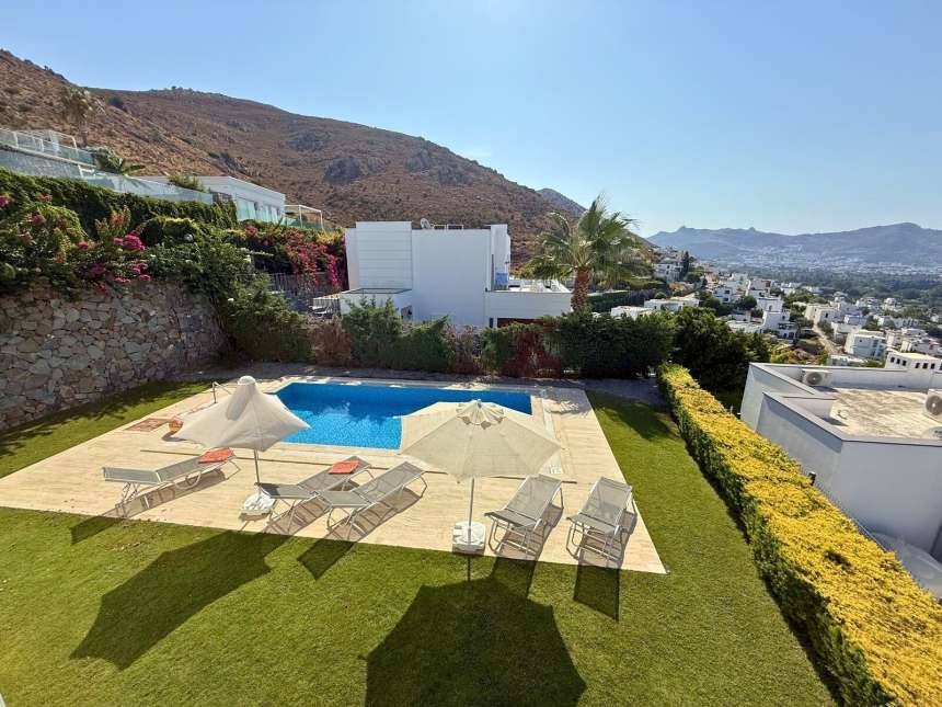 Panoramic Sea View Villa For Sale In Kadikalesi, Bodrum - Landscaped private garden