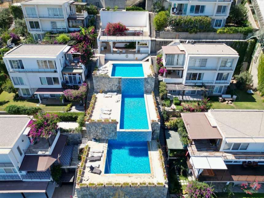 Inviting Apartment For Sale In Bodrum - Arial view towards the complex