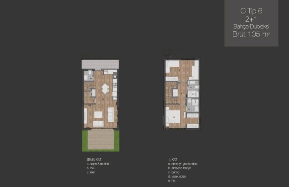 	 Istanbul Modern Counrtyside Apartments For Sale - Zekeriyakoy - 2 bed sample floor plan