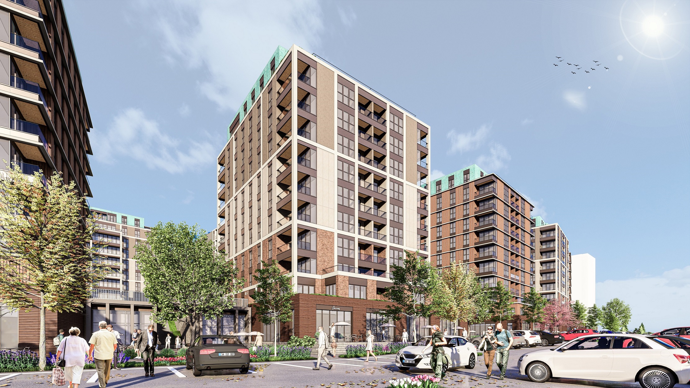 Off-Plan European Istanbul Apartments In Basaksehir For Sale - Complex with cafes and restaurants on-site