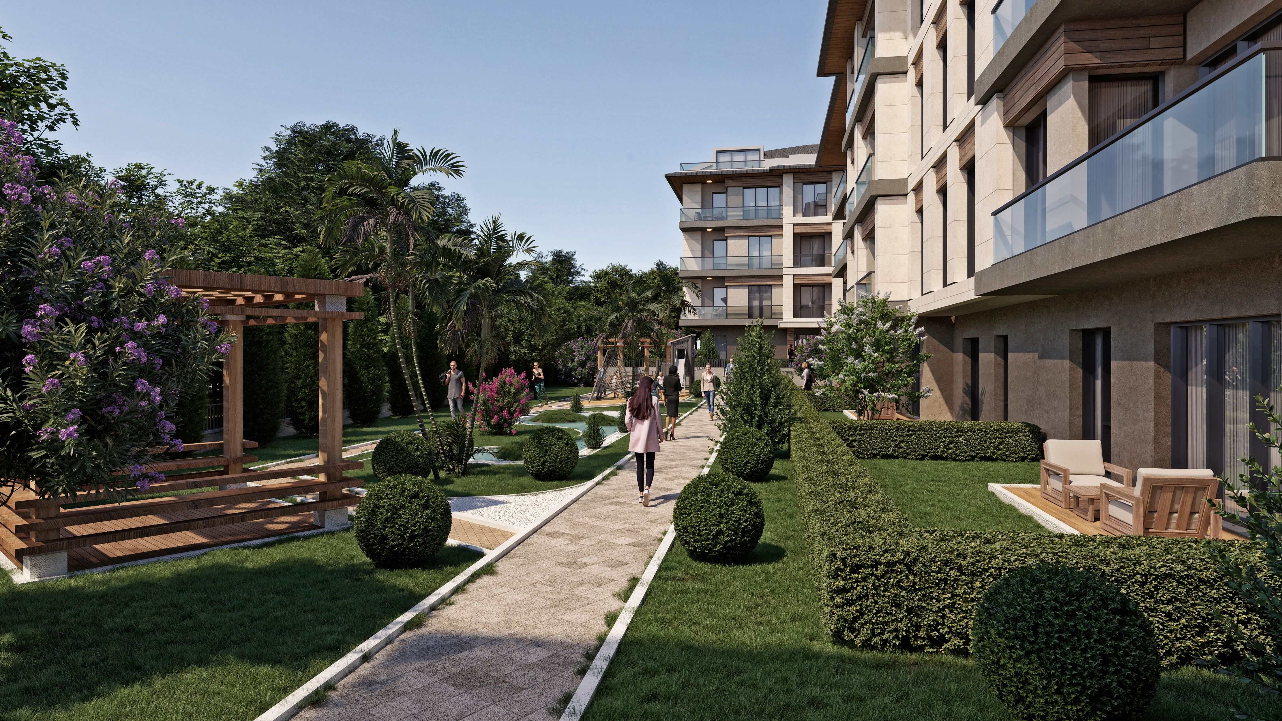 Luxurious Residence Apartments For Sale In Istanbul - Pretty gardens