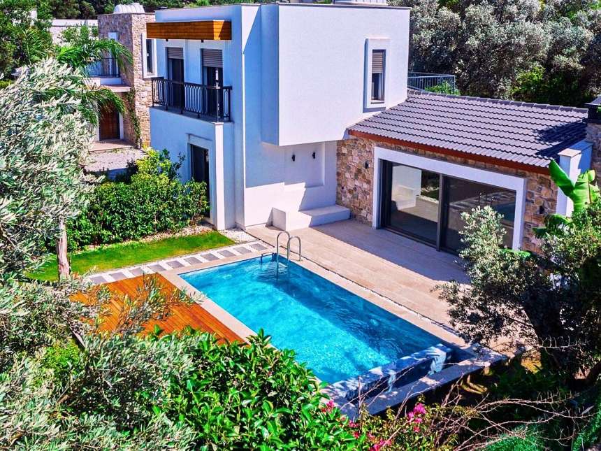 Newly Built Detached Villa For Sale In Bodrum - Main view of the newly built villa