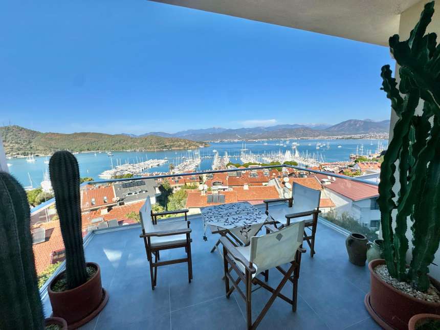 Sea-View Property For Sale In Fethiye - Terrace with breathtaking sea and marina views