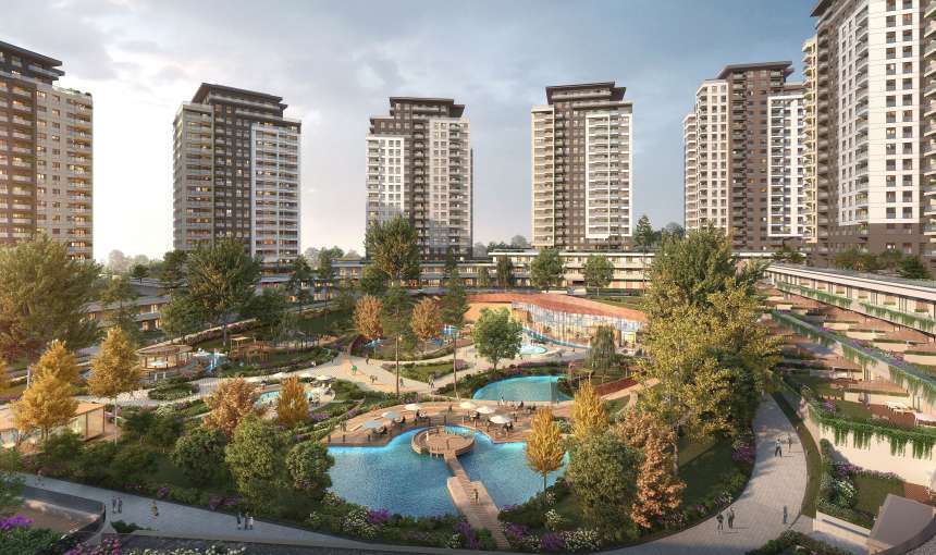 Istanbul Apartments For Sale in Gunesli, Bagcilar - A modern complex with green areas