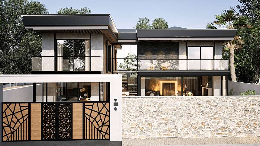 Newly Built Contemporary Fethiye Villa For Sale - Secure gated entry with private parking