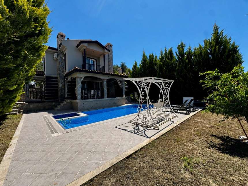 Rural Detached Villa For Sale Near Seydikemer - Main view of the property and pool