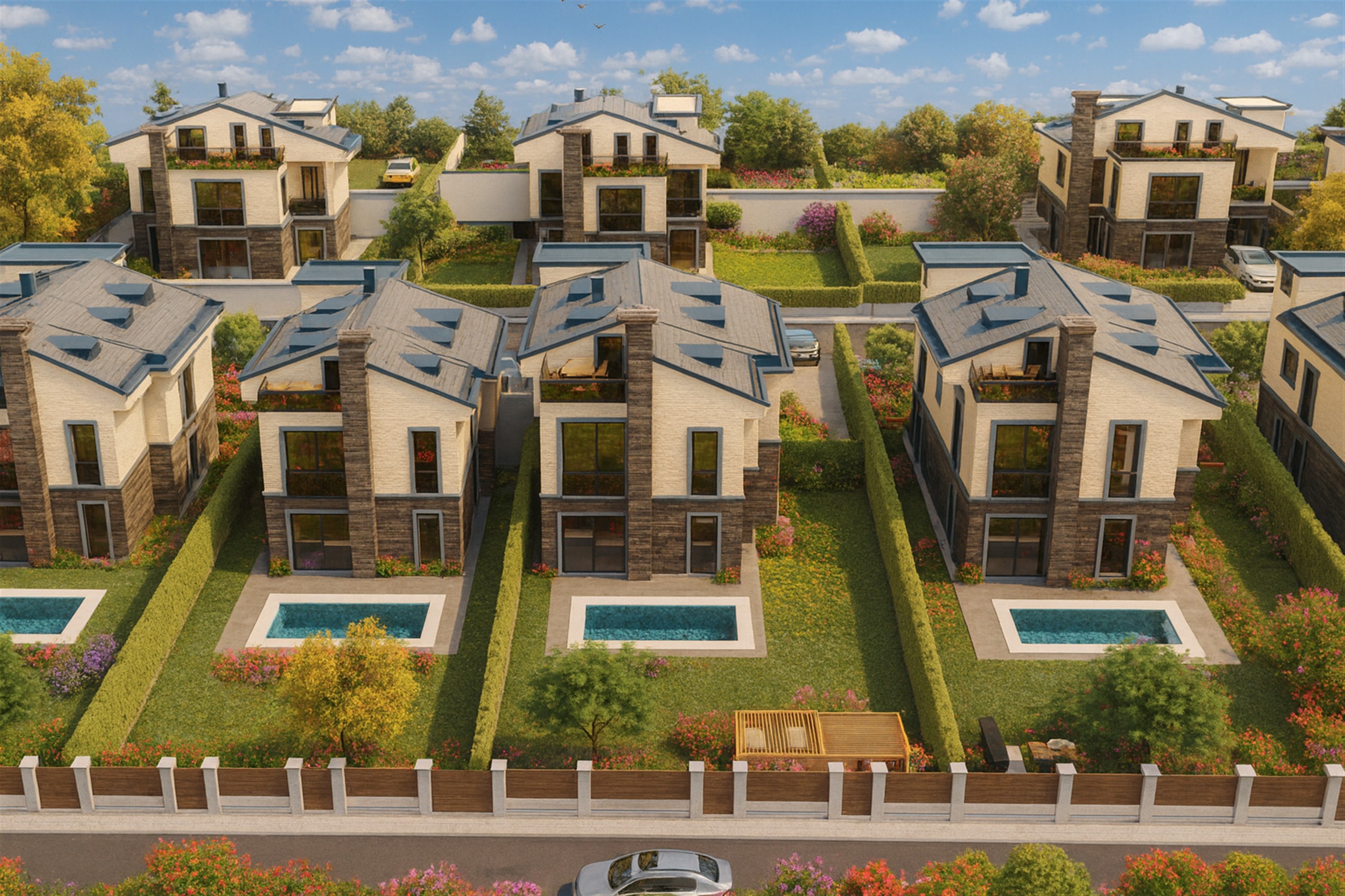 Luxury Istanbul Smart Villas For Sale - Option or private swimming pool